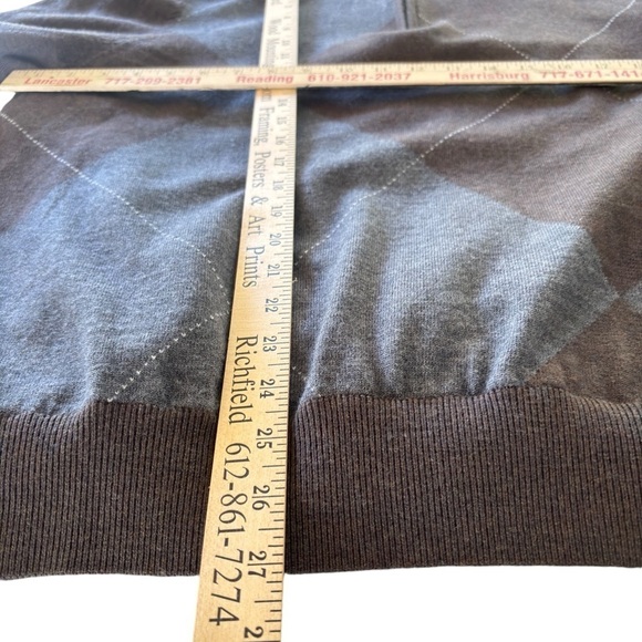 Fairway & Greene Sweater Large 1/4 Zip Argyle Merino Wool Lined Golf Classic - Picture 7 of 13